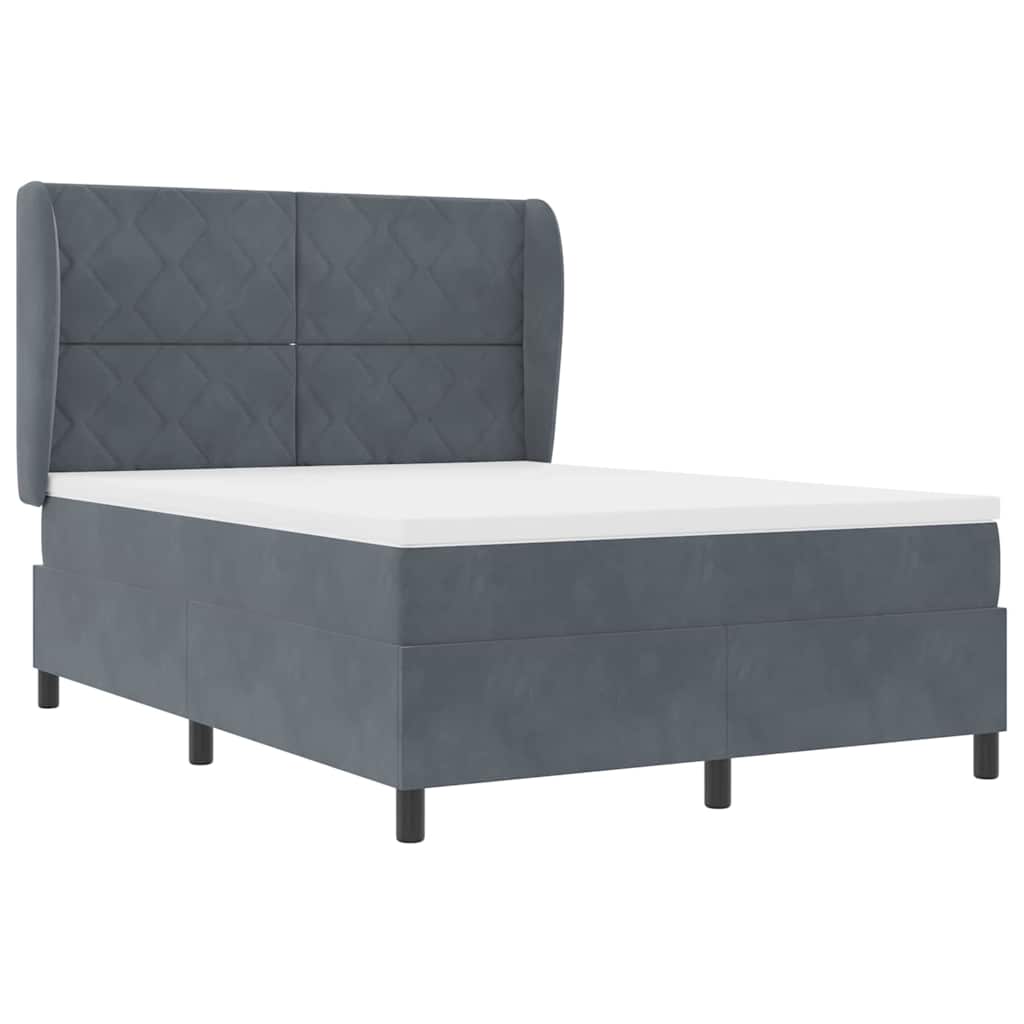 Box spring seng med hovedgærde Mørkegrå 200 x 140 cm Fløjl