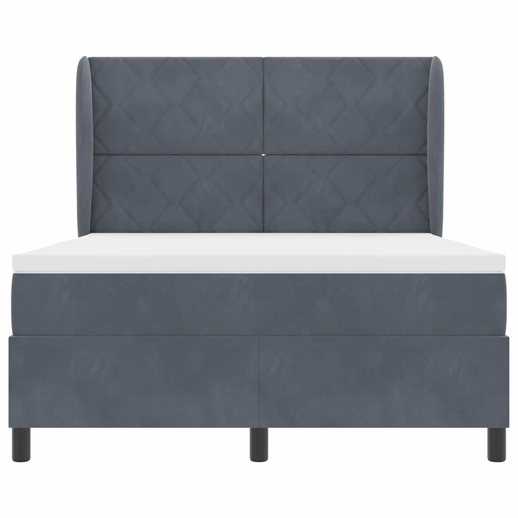 Box spring seng med hovedgærde Mørkegrå 200 x 140 cm Fløjl