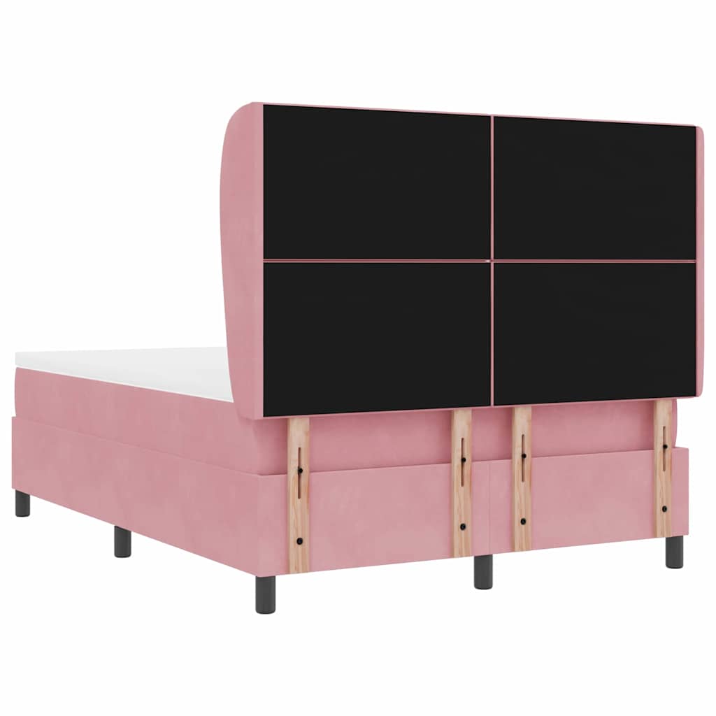 Box spring seng med hovedgærde Lyserød 200 x 140 cm Fløjl