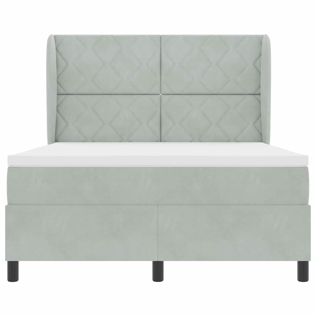 Box spring seng med hovedgærde Lysegrå 200 x 160 cm Fløjl
