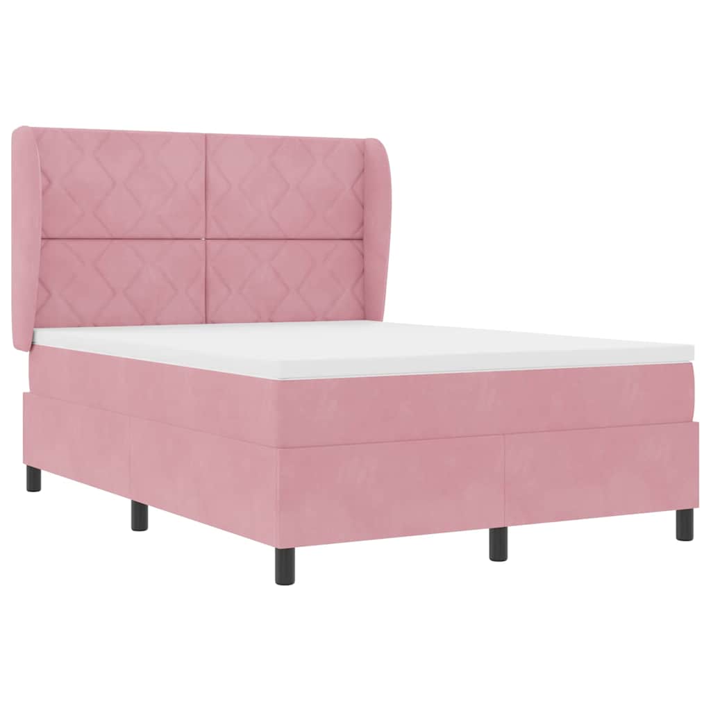 Box spring seng med hovedgærde Lyserød 200 x 160 cm Fløjl