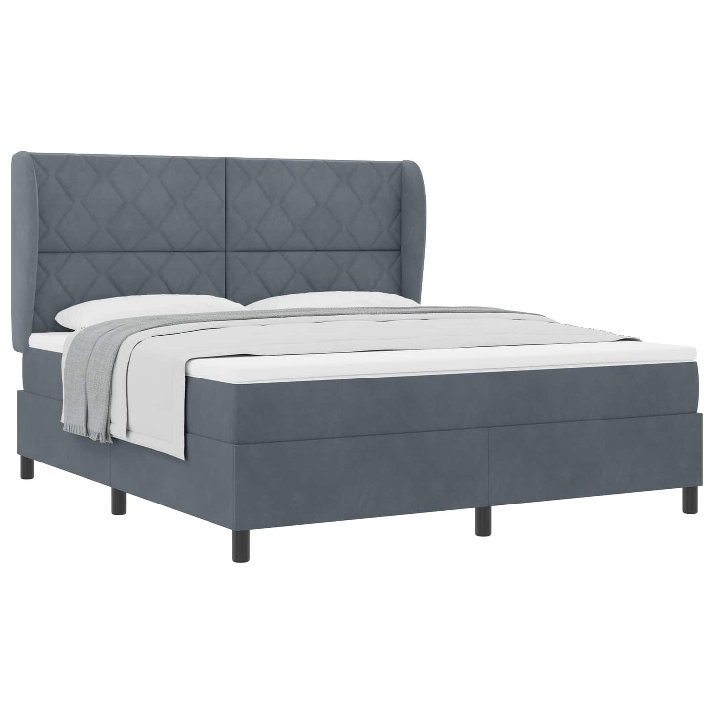 Box spring seng med hovedgærde Mørkegrå 200 x 180 cm Fløjl