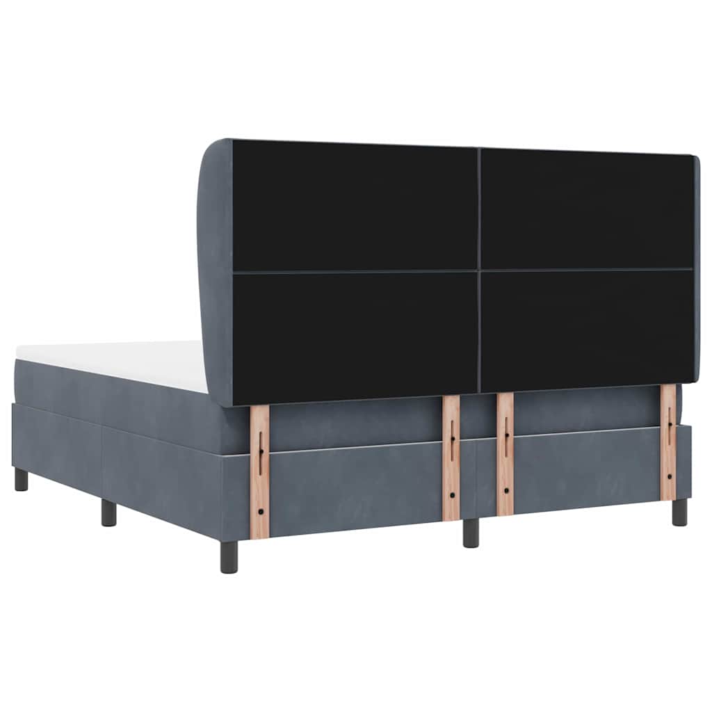 Box spring seng med hovedgærde Mørkegrå 200 x 180 cm Fløjl