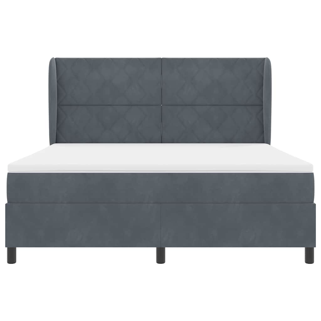 Box spring seng med hovedgærde Mørkegrå 200 x 180 cm Fløjl