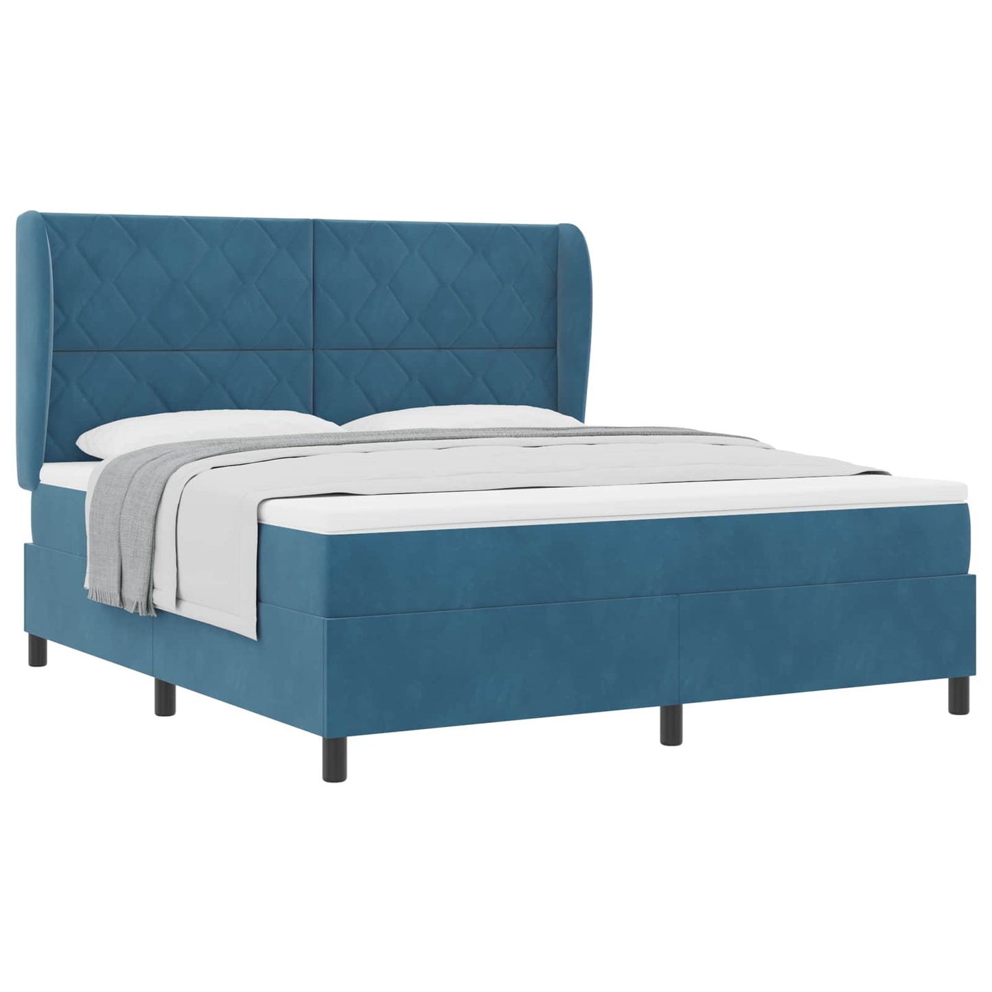 Box spring seng med hovedgærde Mørk blå 200 x 180 cm Fløjl