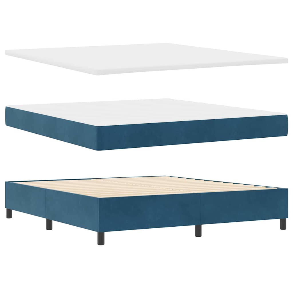 Box spring seng med hovedgærde Mørk blå 200 x 180 cm Fløjl