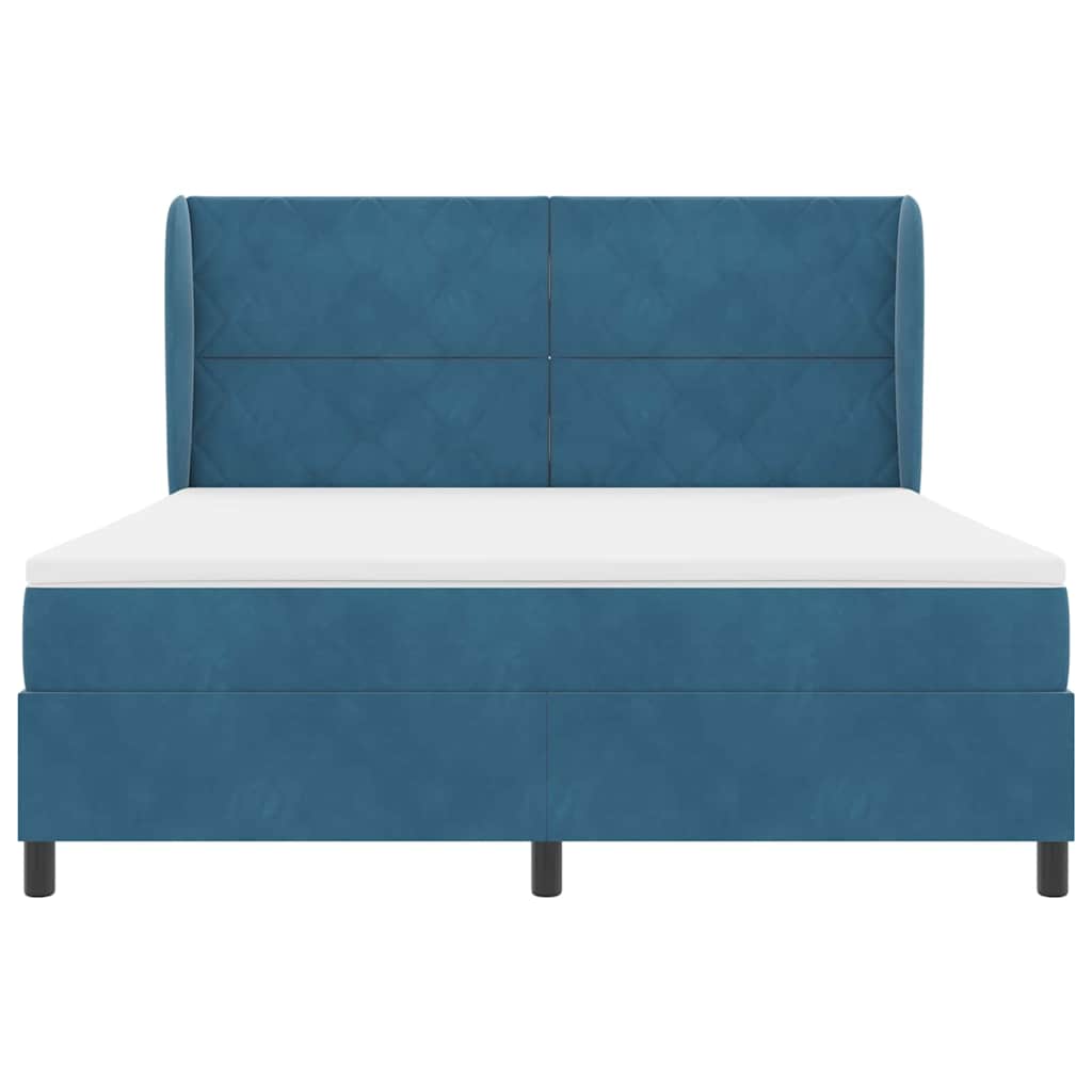 Box spring seng med hovedgærde Mørk blå 200 x 180 cm Fløjl