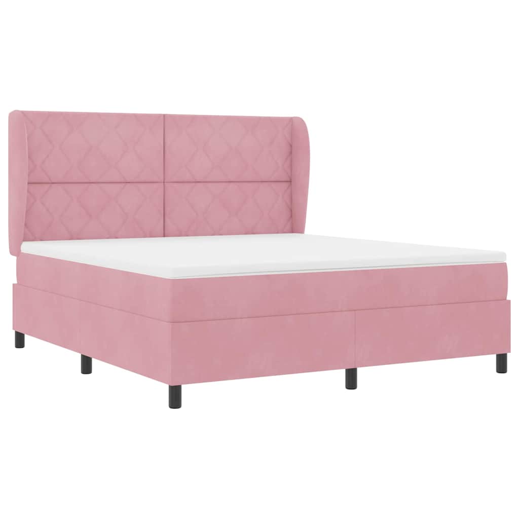 Box spring seng med hovedgærde Lyserød 200 x 180 cm Fløjl
