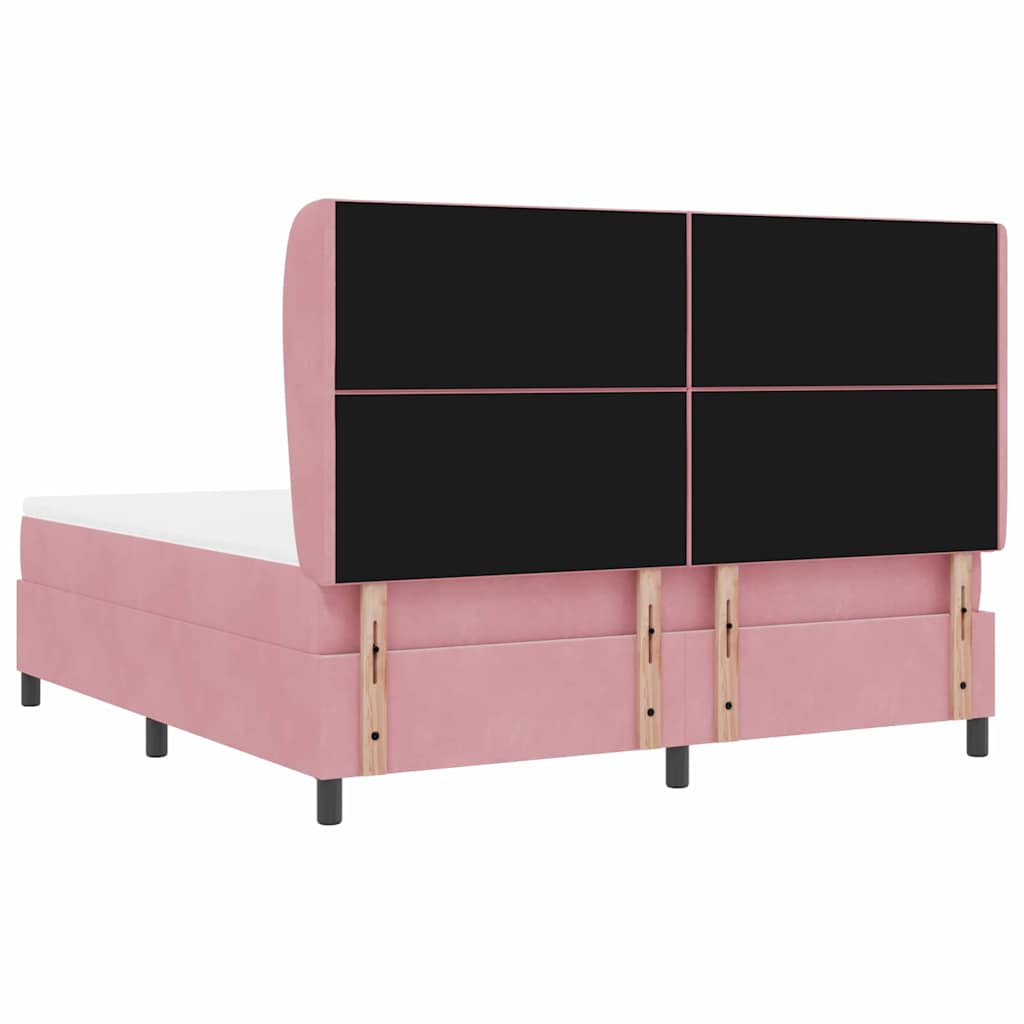 Box spring seng med hovedgærde Lyserød 200 x 180 cm Fløjl