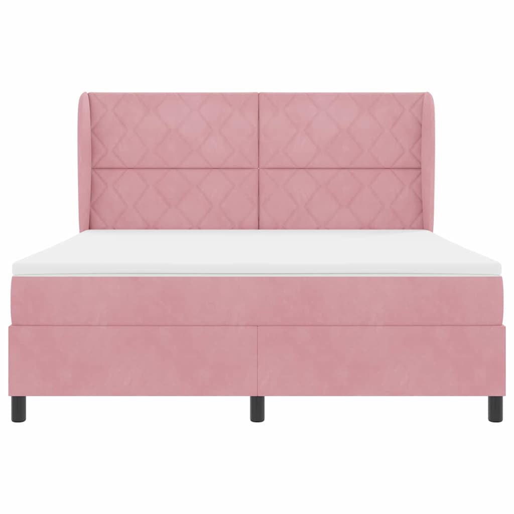 Box spring seng med hovedgærde Lyserød 200 x 180 cm Fløjl