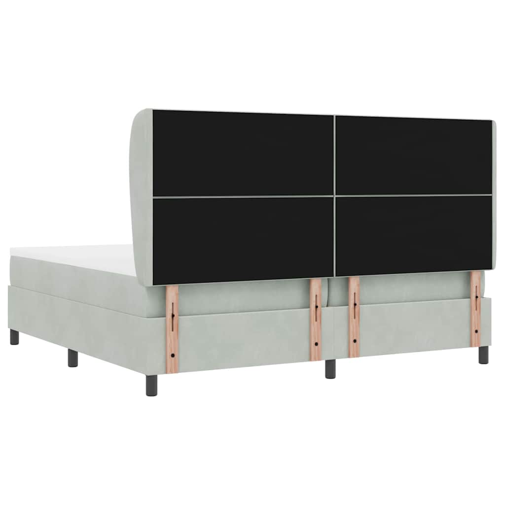 Box spring seng med hovedgærde Lysegrå 200 x 200 cm Fløjl