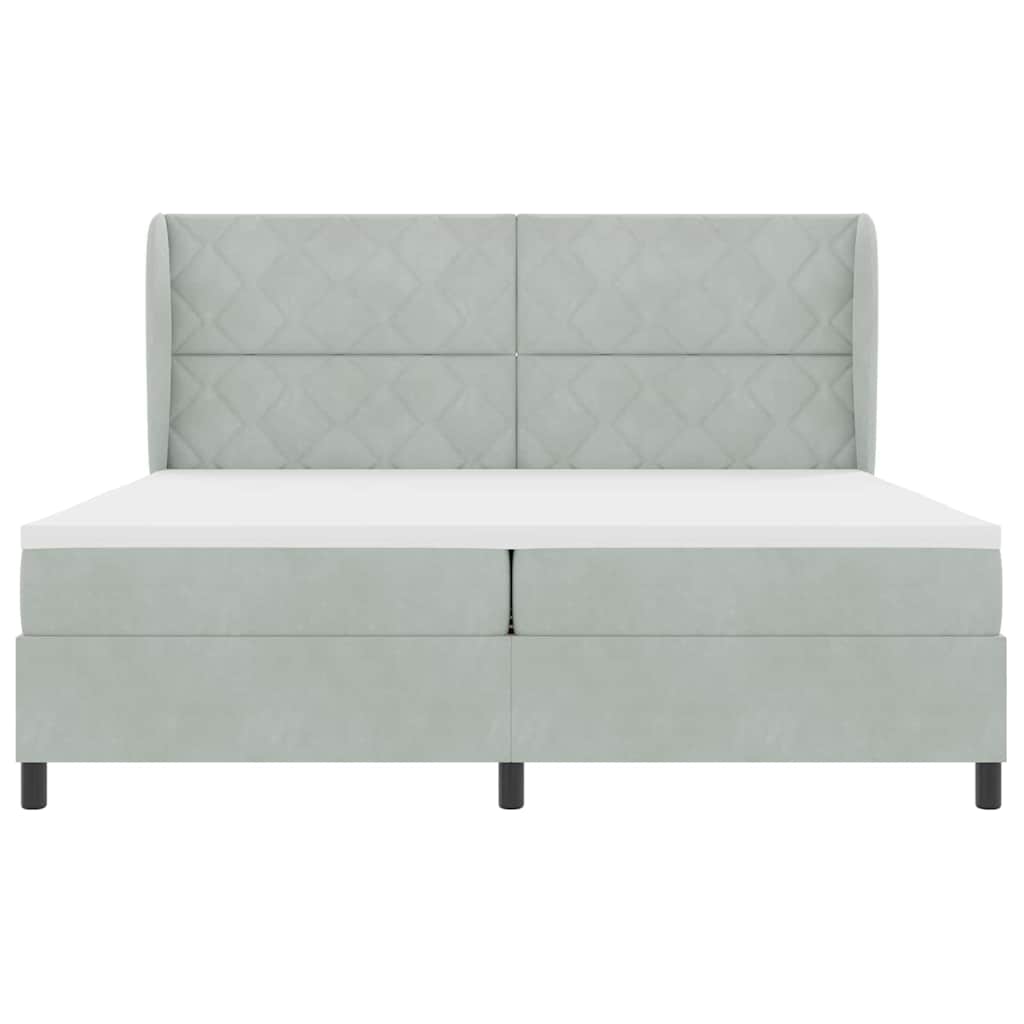 Box spring seng med hovedgærde Lysegrå 200 x 200 cm Fløjl