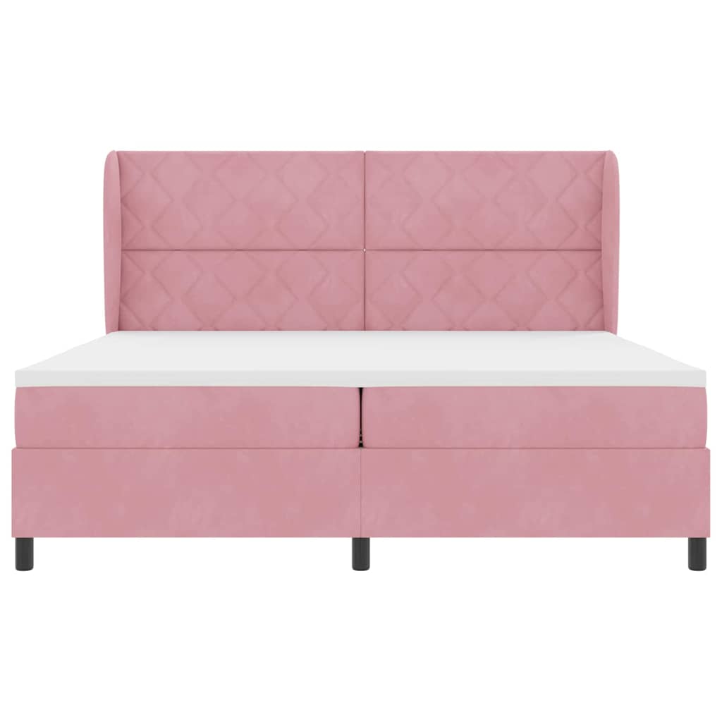Box spring seng med hovedgærde Lyserød 200 x 200 cm Fløjl