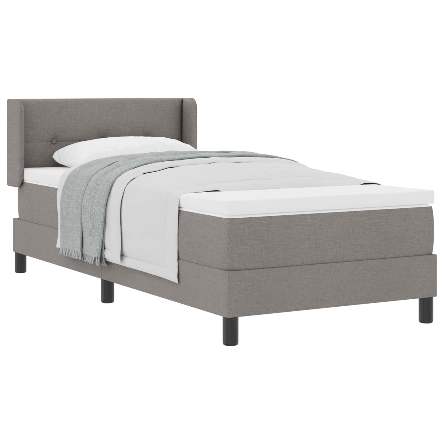 Box spring seng med hovedgærde Gråbrun 200 x 90 cm Stof