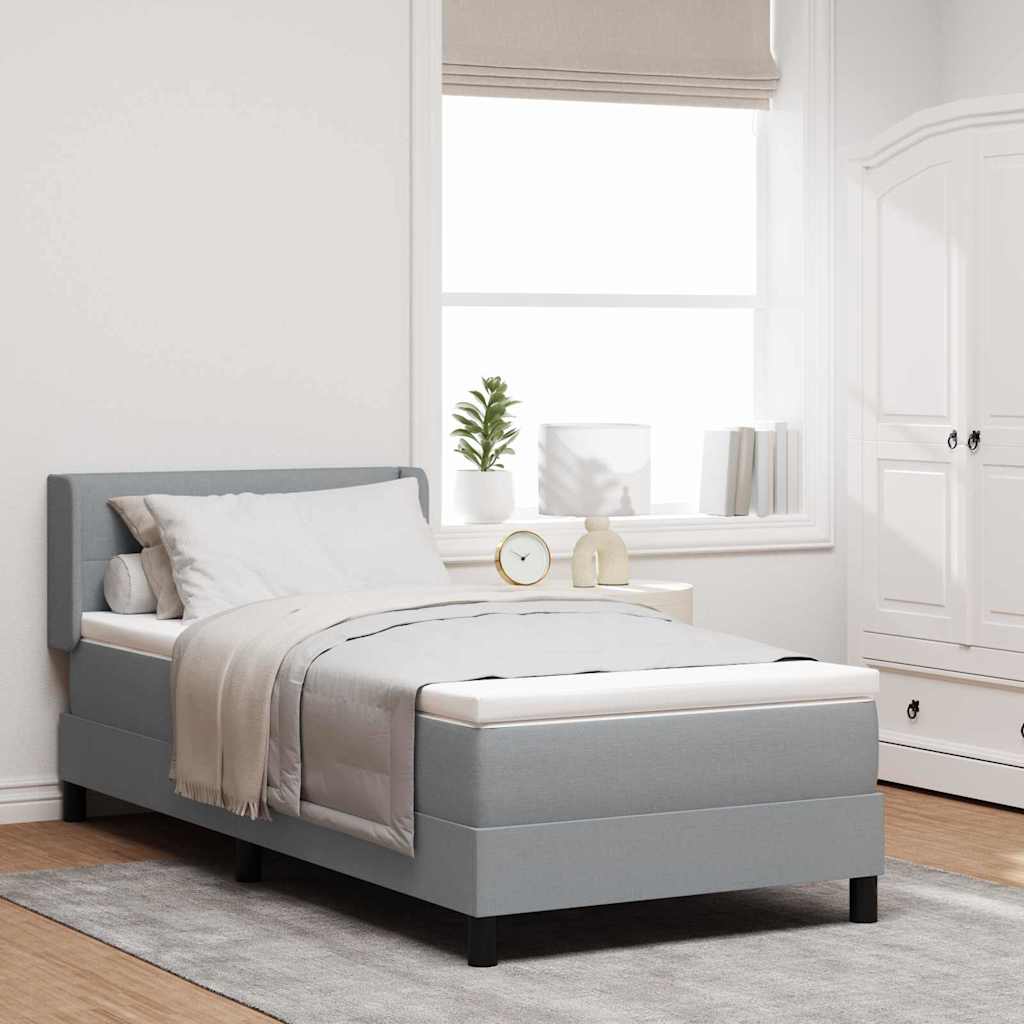 Box spring seng med hovedgærde Lysegrå 200 x 100 cm Stof