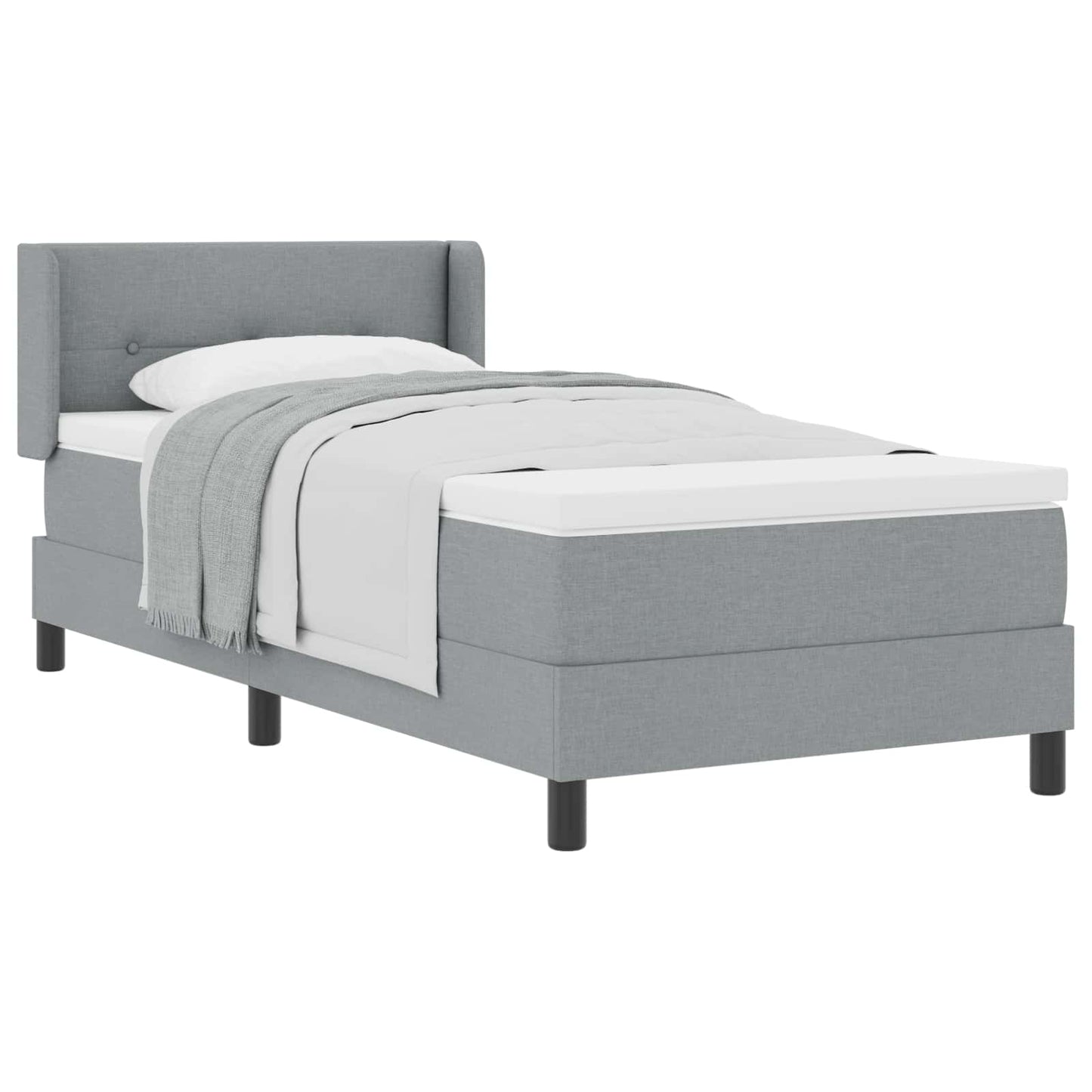 Box spring seng med hovedgærde Lysegrå 200 x 100 cm Stof