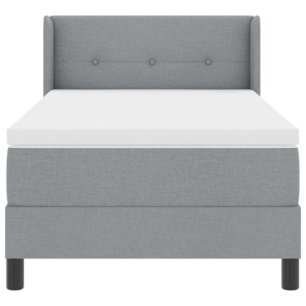 Box spring seng med hovedgærde Lysegrå 200 x 100 cm Stof