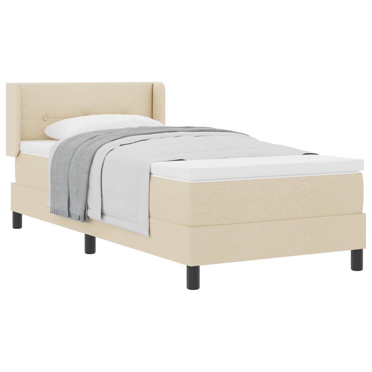 Box spring seng med hovedgærde Creme 200 x 100 cm Stof