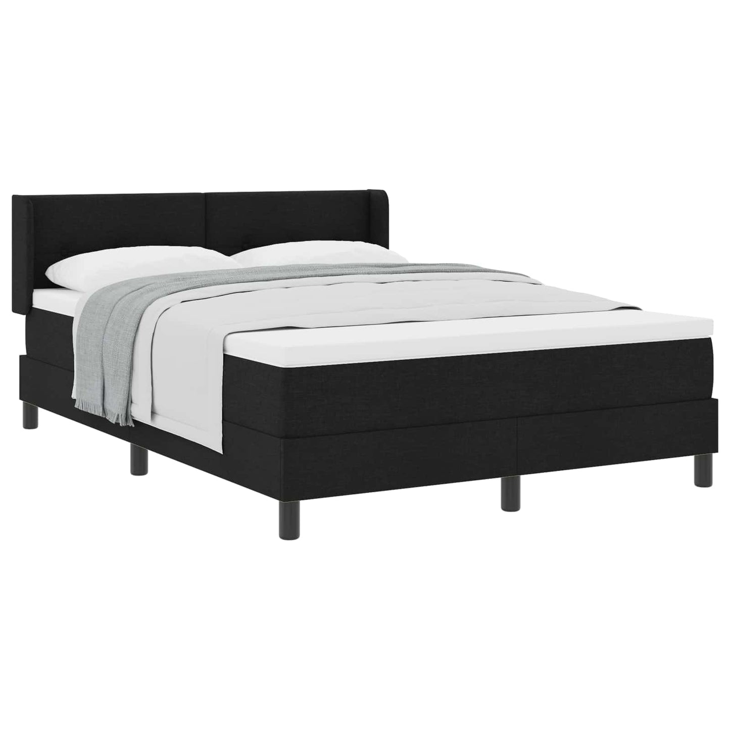 Box spring seng med hovedgærde Sort 190 x 140 cm Stof