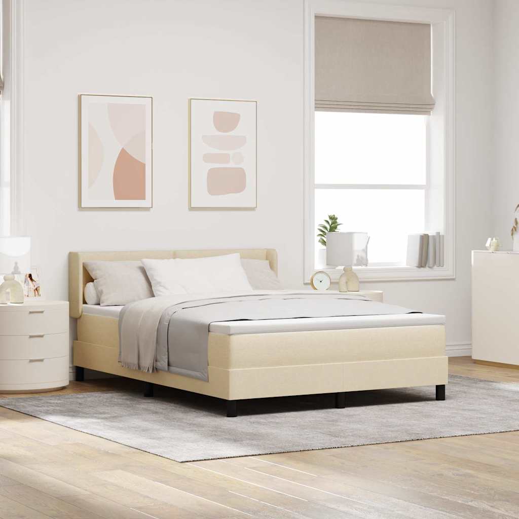 Box spring seng med hovedgærde Creme 200 x 160 cm Stof