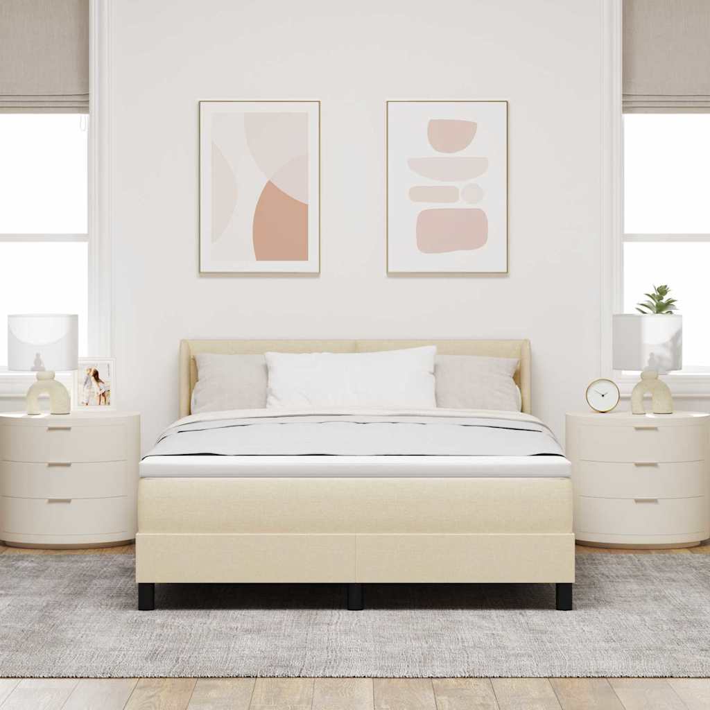 Box spring seng med hovedgærde Creme 200 x 160 cm Stof
