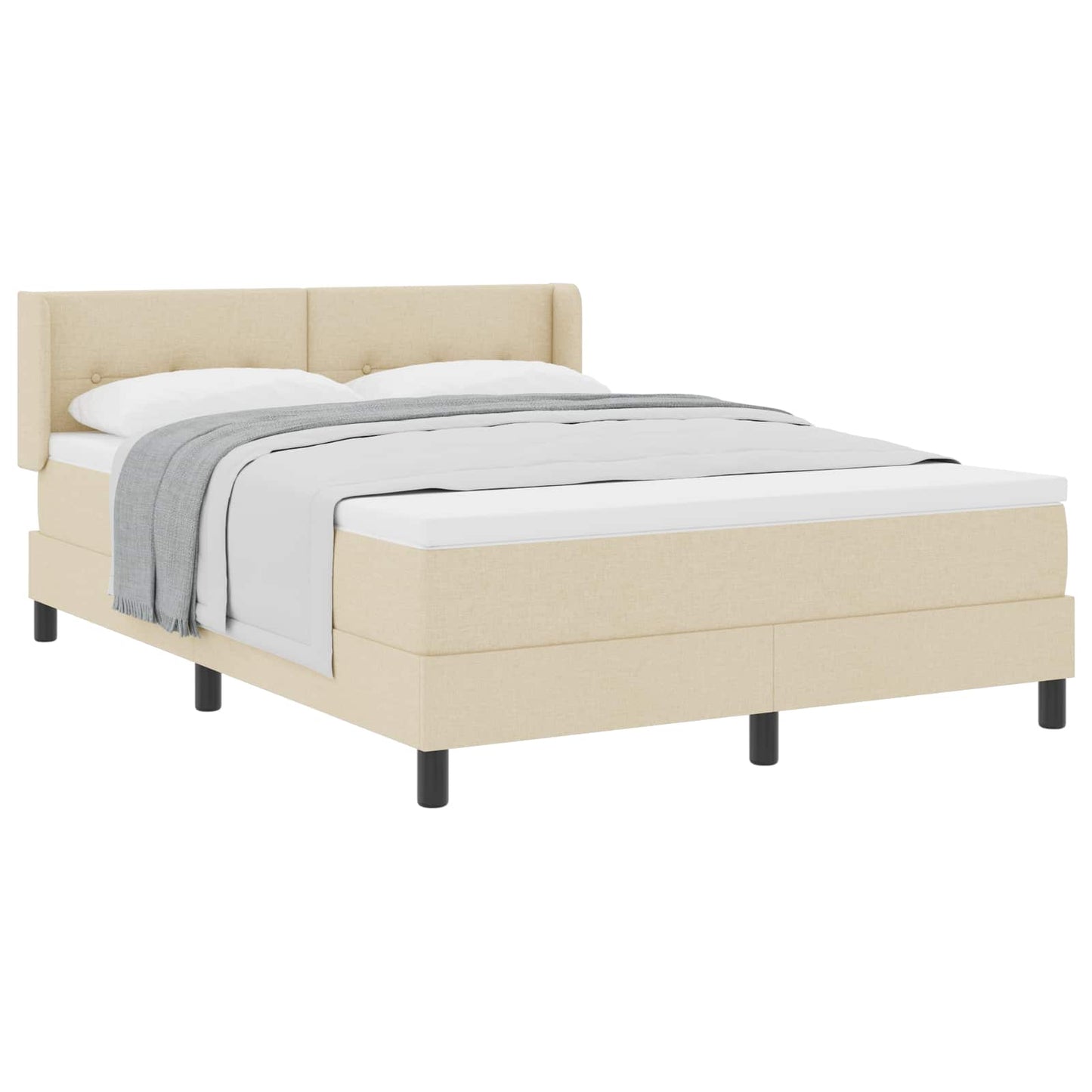 Box spring seng med hovedgærde Creme 200 x 160 cm Stof