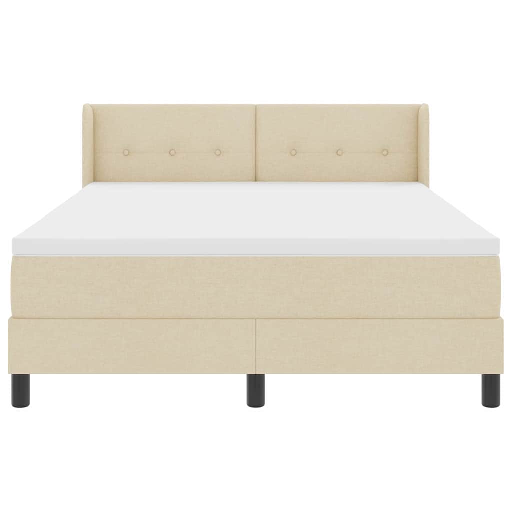Box spring seng med hovedgærde Creme 200 x 160 cm Stof