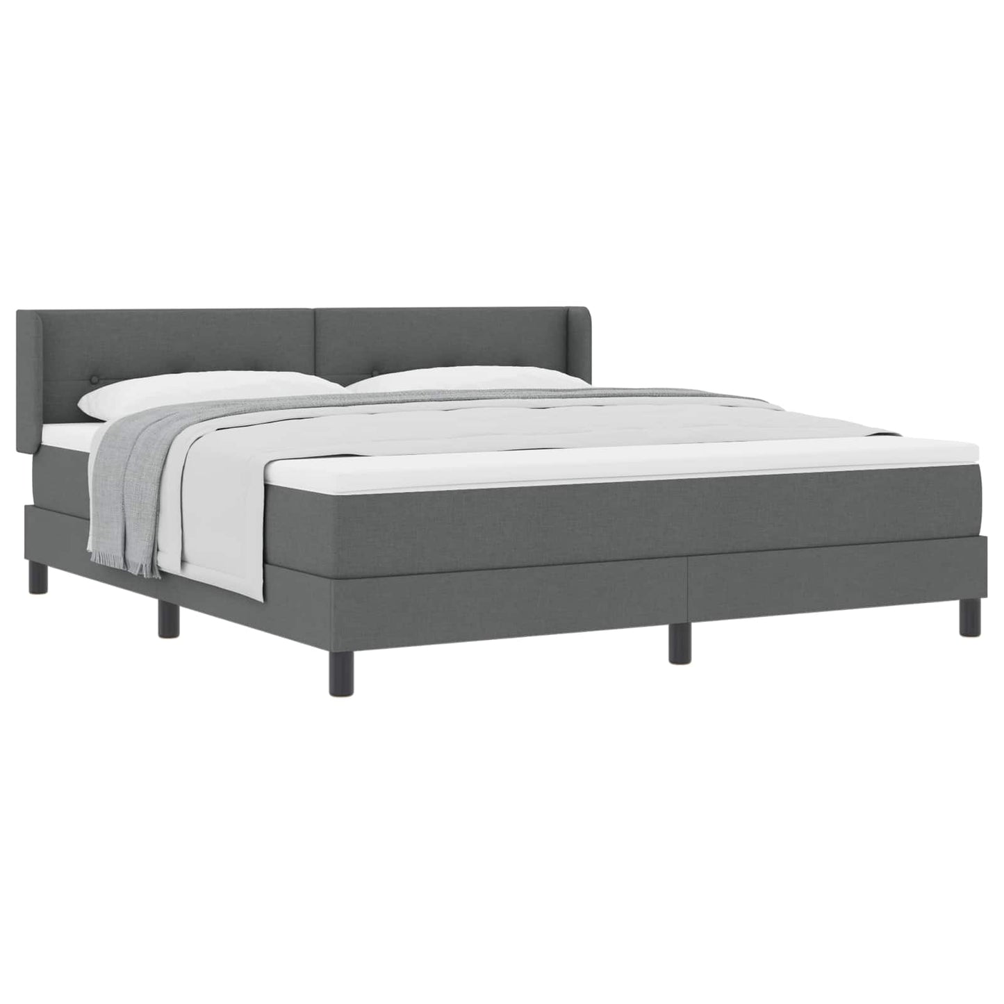 Box spring seng med hovedgærde Mørkegrå 200 x 180 cm Stof