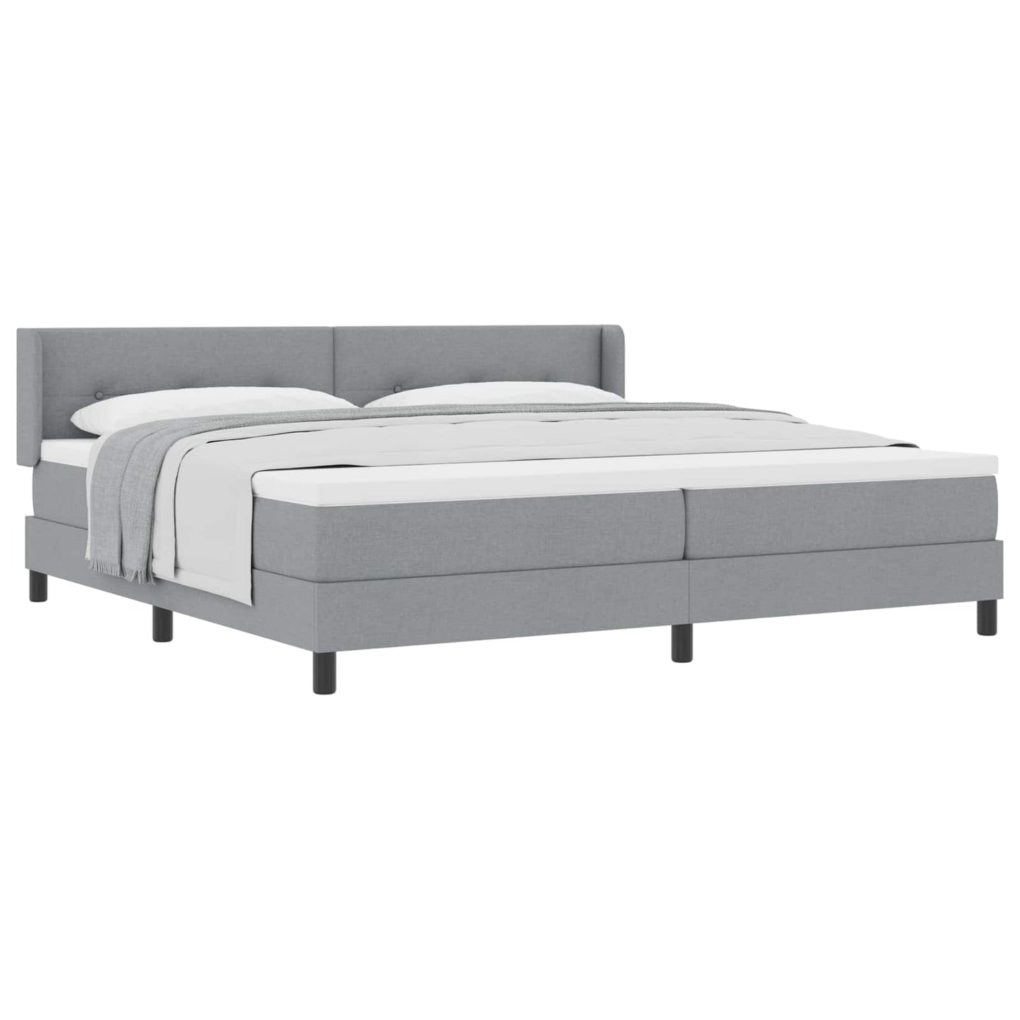 Box spring seng med hovedgærde Lysegrå 200 x 200 cm Stof