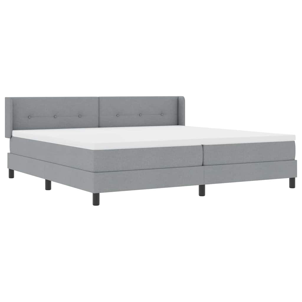 Box spring seng med hovedgærde Lysegrå 200 x 200 cm Stof