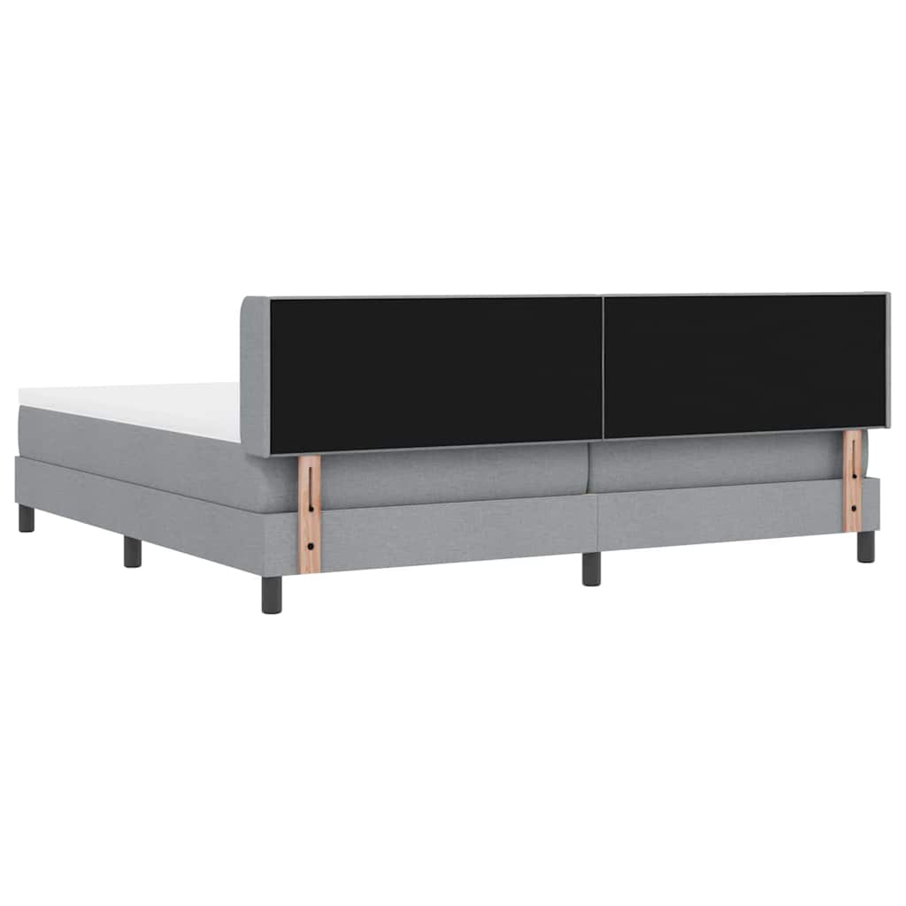 Box spring seng med hovedgærde Lysegrå 200 x 200 cm Stof