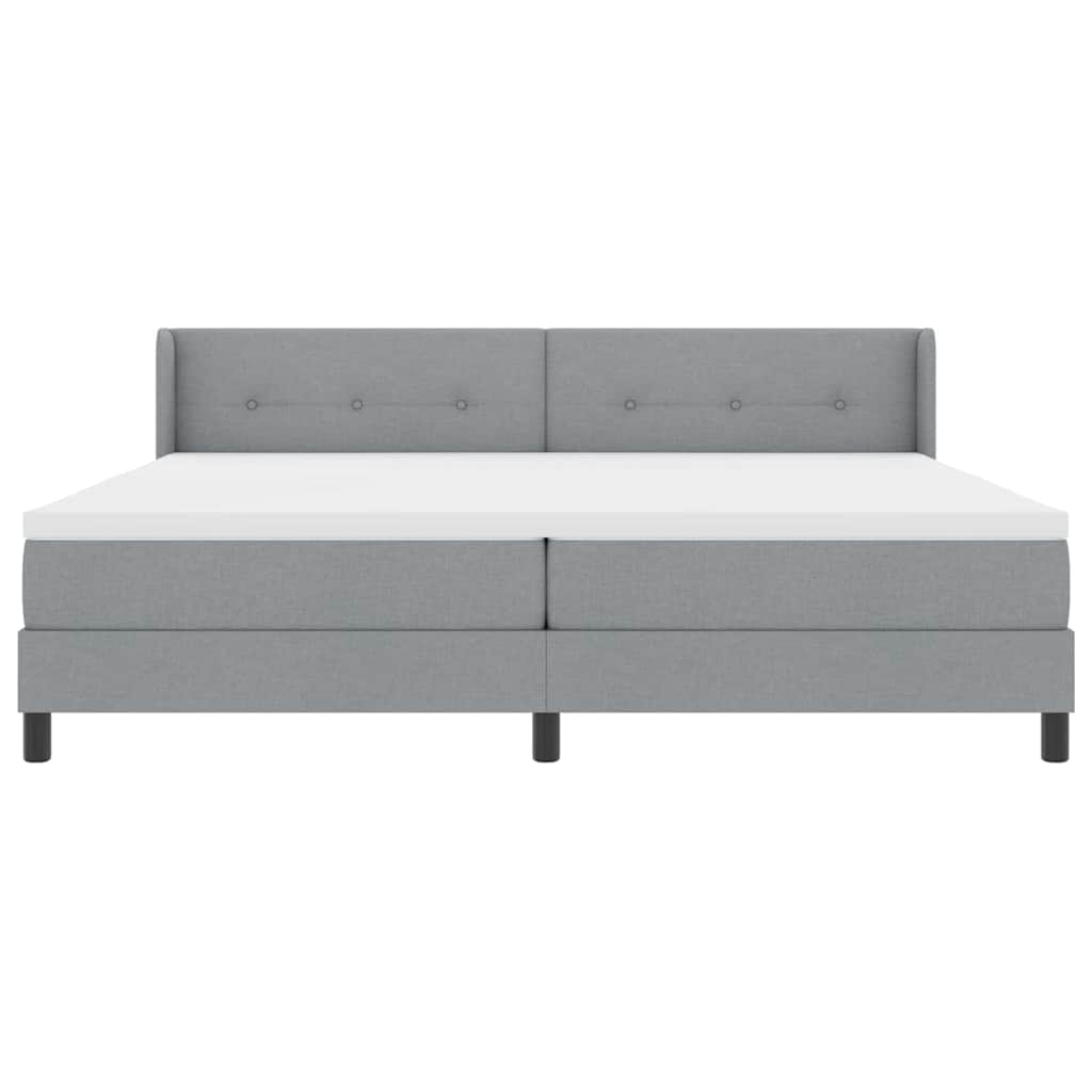 Box spring seng med hovedgærde Lysegrå 200 x 200 cm Stof