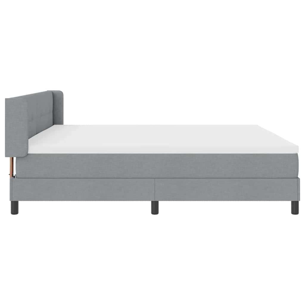 Box spring seng med hovedgærde Lysegrå 200 x 200 cm Stof