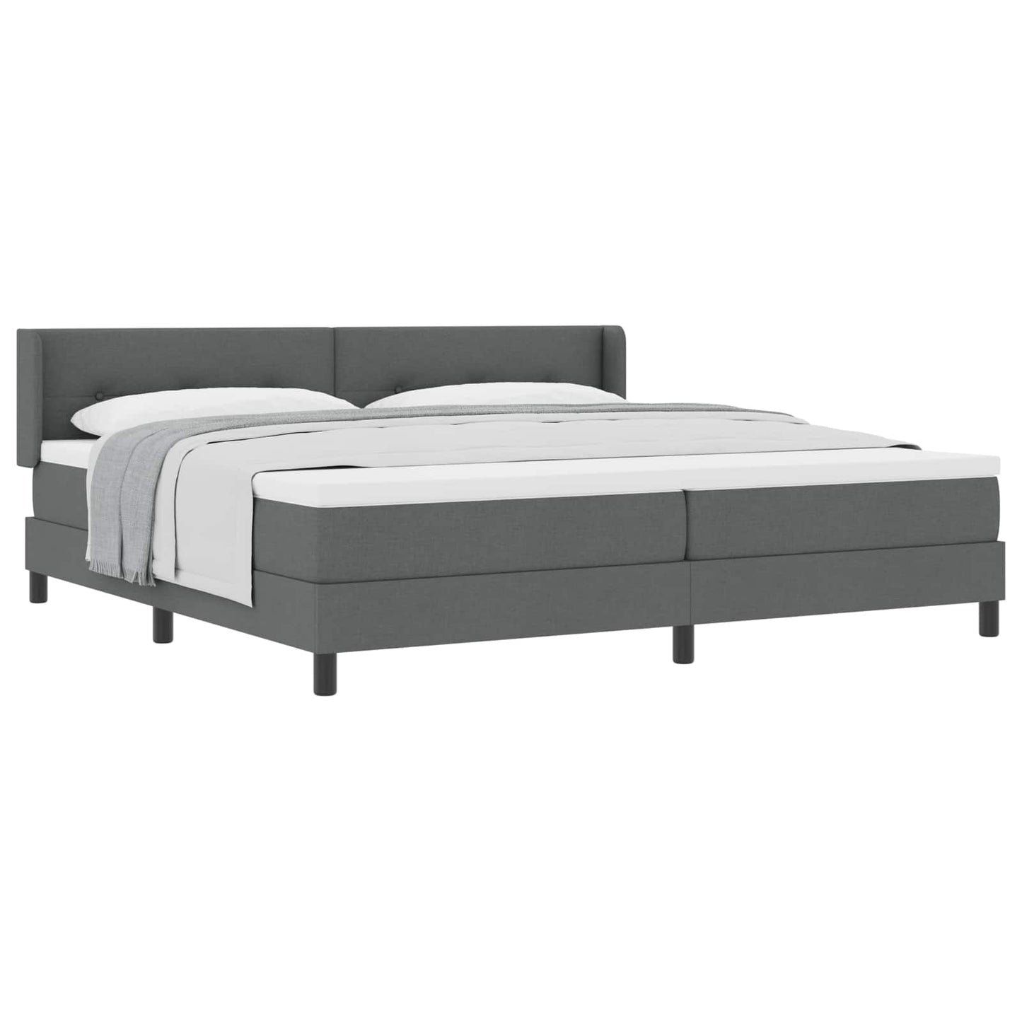 Box spring seng med hovedgærde Mørkegrå 200 x 200 cm Stof