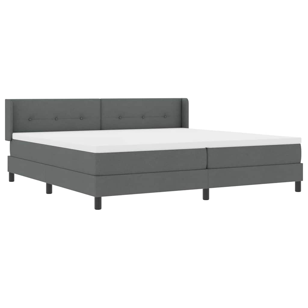 Box spring seng med hovedgærde Mørkegrå 200 x 200 cm Stof