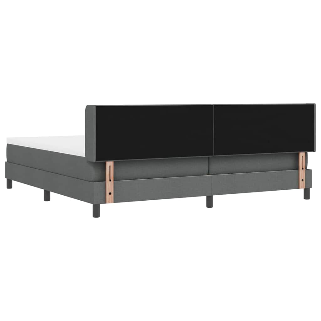 Box spring seng med hovedgærde Mørkegrå 200 x 200 cm Stof