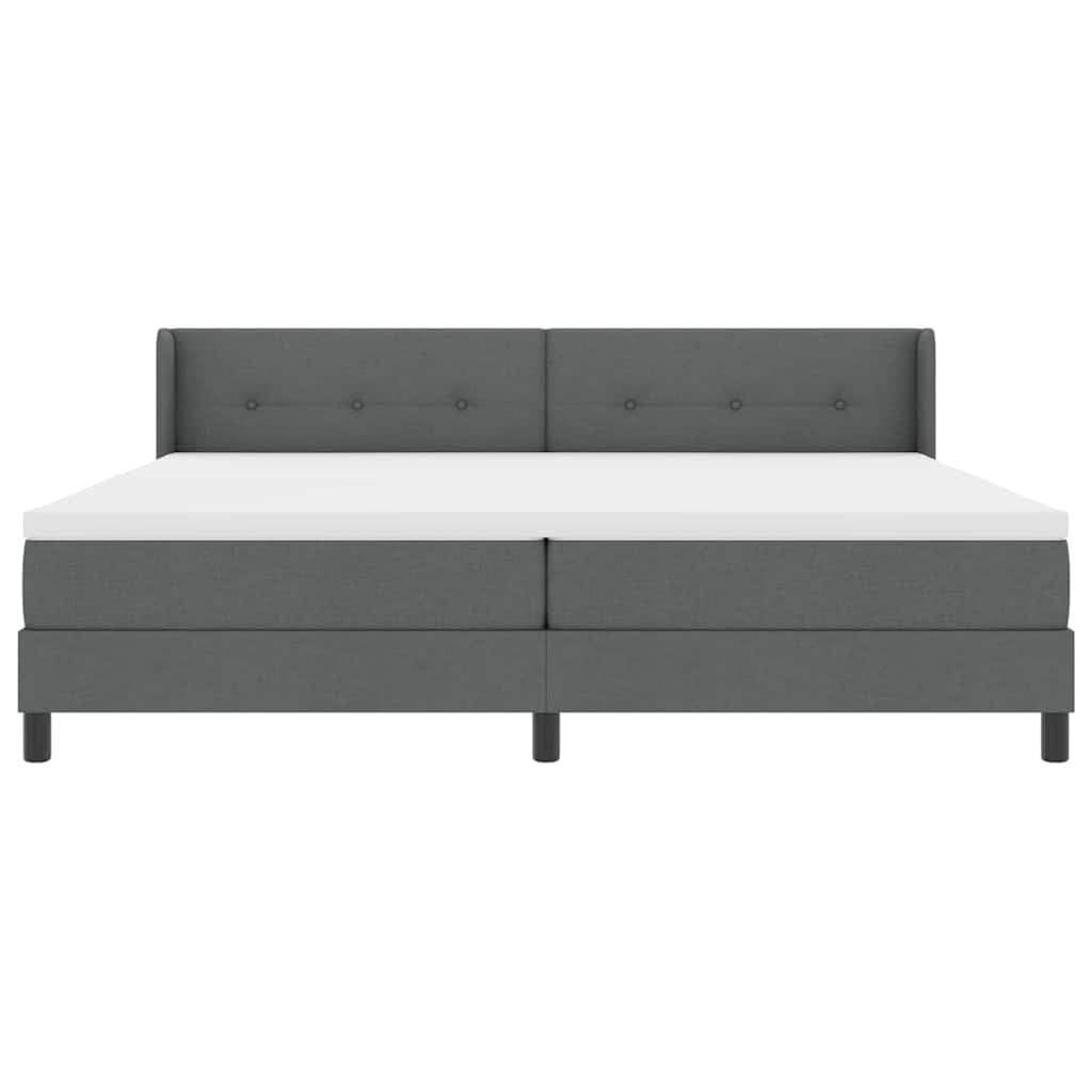 Box spring seng med hovedgærde Mørkegrå 200 x 200 cm Stof