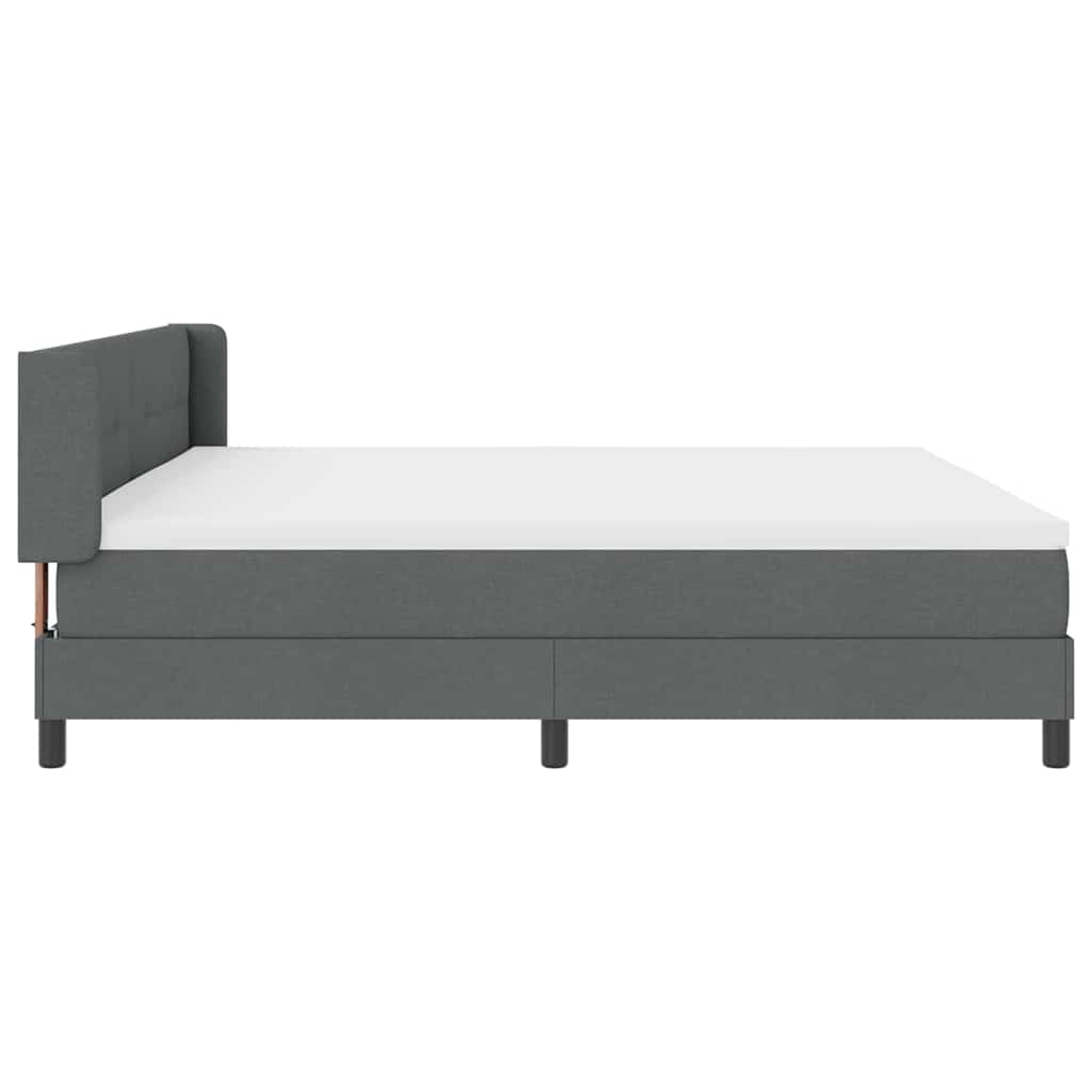 Box spring seng med hovedgærde Mørkegrå 200 x 200 cm Stof