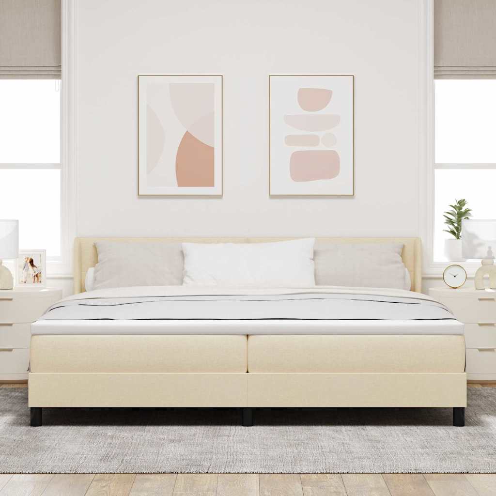 Box spring seng med hovedgærde Creme 200 x 200 cm Stof