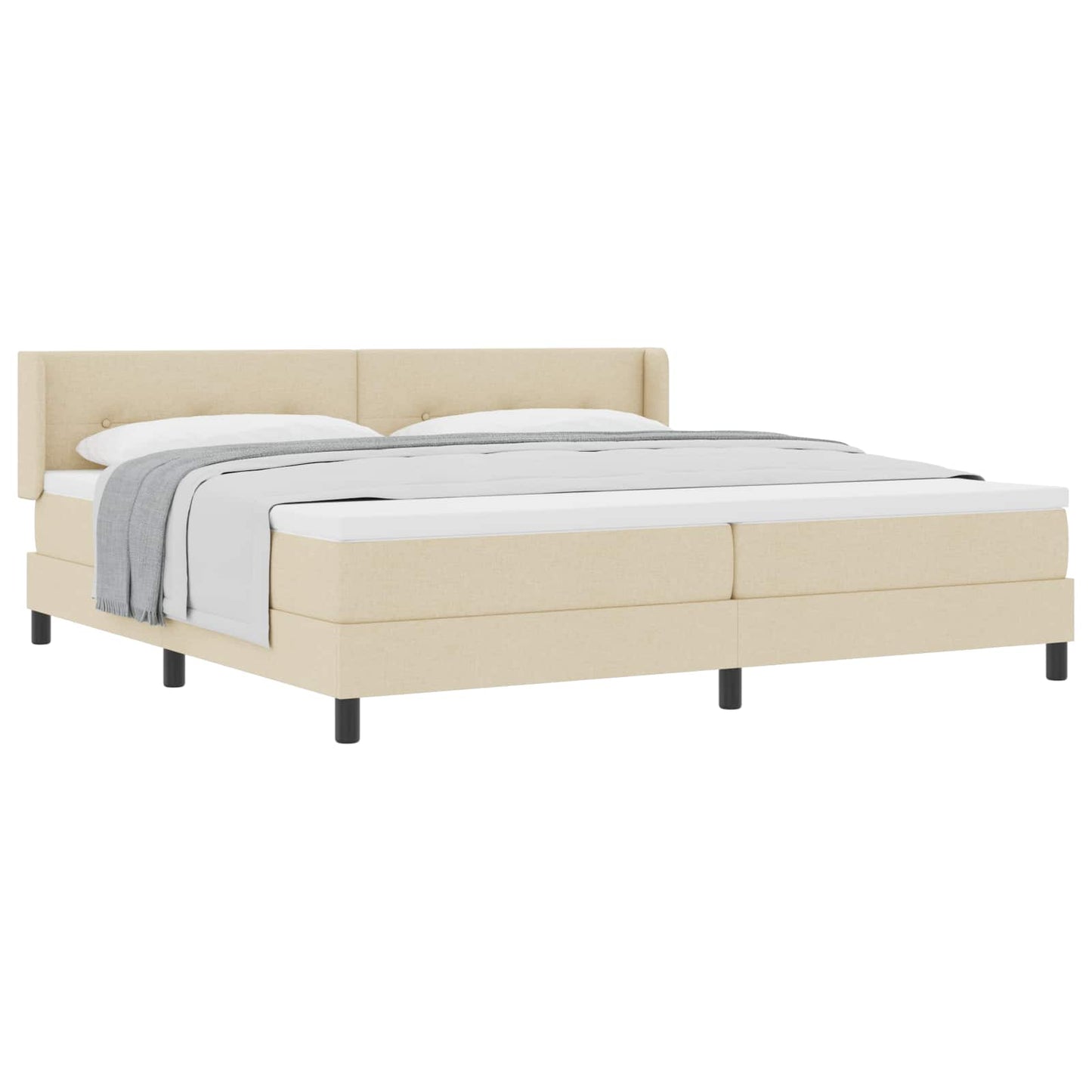 Box spring seng med hovedgærde Creme 200 x 200 cm Stof