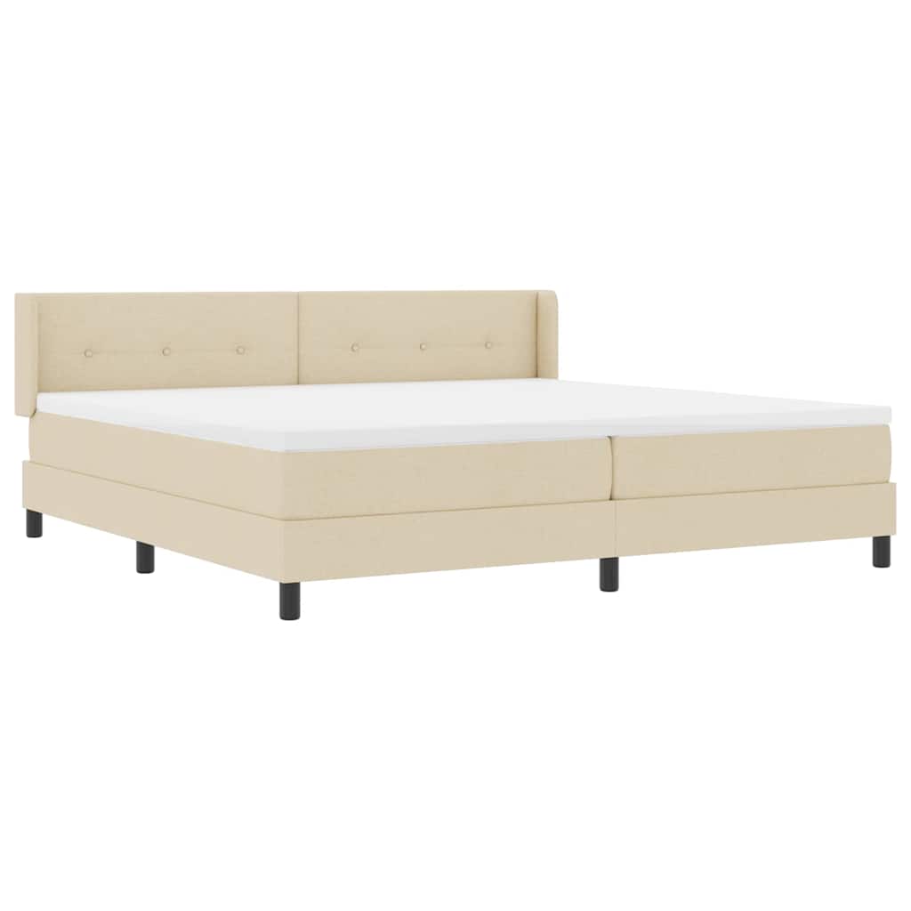 Box spring seng med hovedgærde Creme 200 x 200 cm Stof