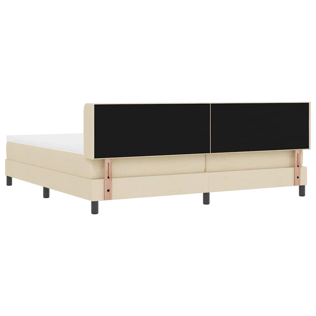 Box spring seng med hovedgærde Creme 200 x 200 cm Stof