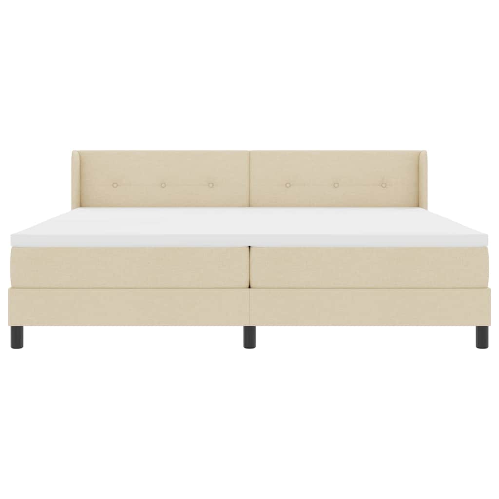 Box spring seng med hovedgærde Creme 200 x 200 cm Stof