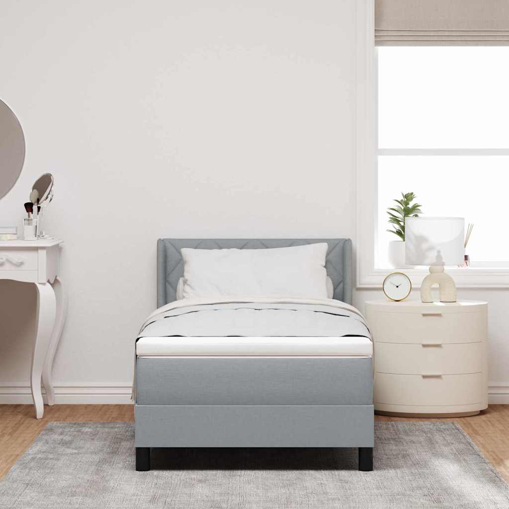 Box spring seng med hovedgærde Lysegrå 200 x 100 cm Stof