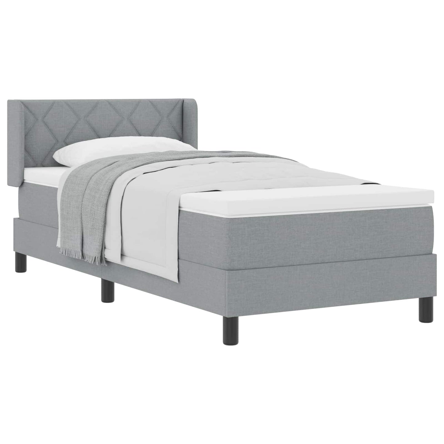 Box spring seng med hovedgærde Lysegrå 200 x 100 cm Stof