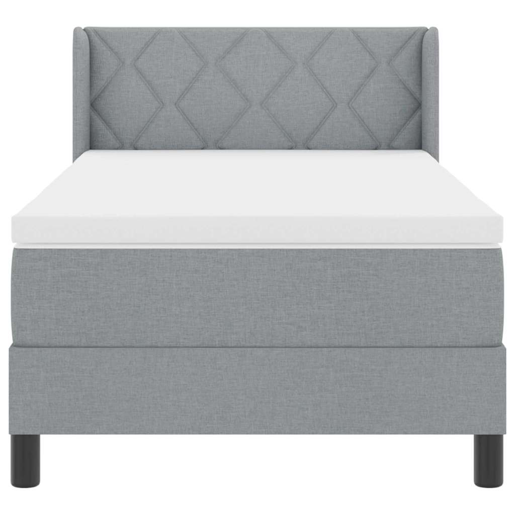Box spring seng med hovedgærde Lysegrå 200 x 100 cm Stof