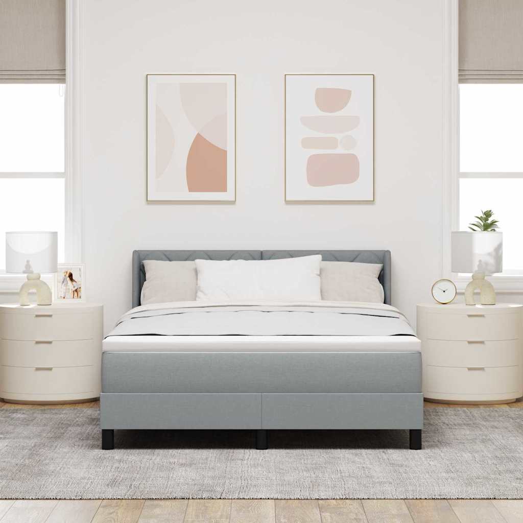 Box spring seng med hovedgærde Lysegrå 190 x 140 cm Stof