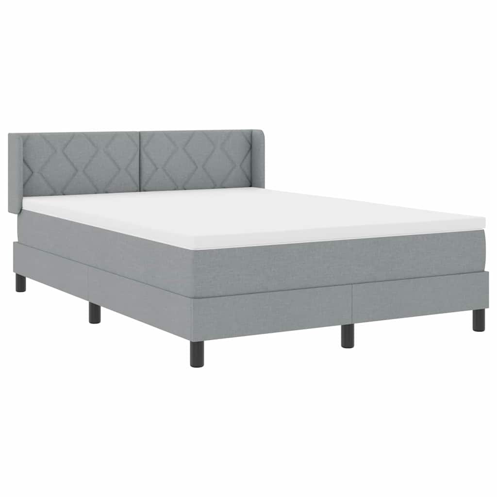 Box spring seng med hovedgærde Lysegrå 190 x 140 cm Stof