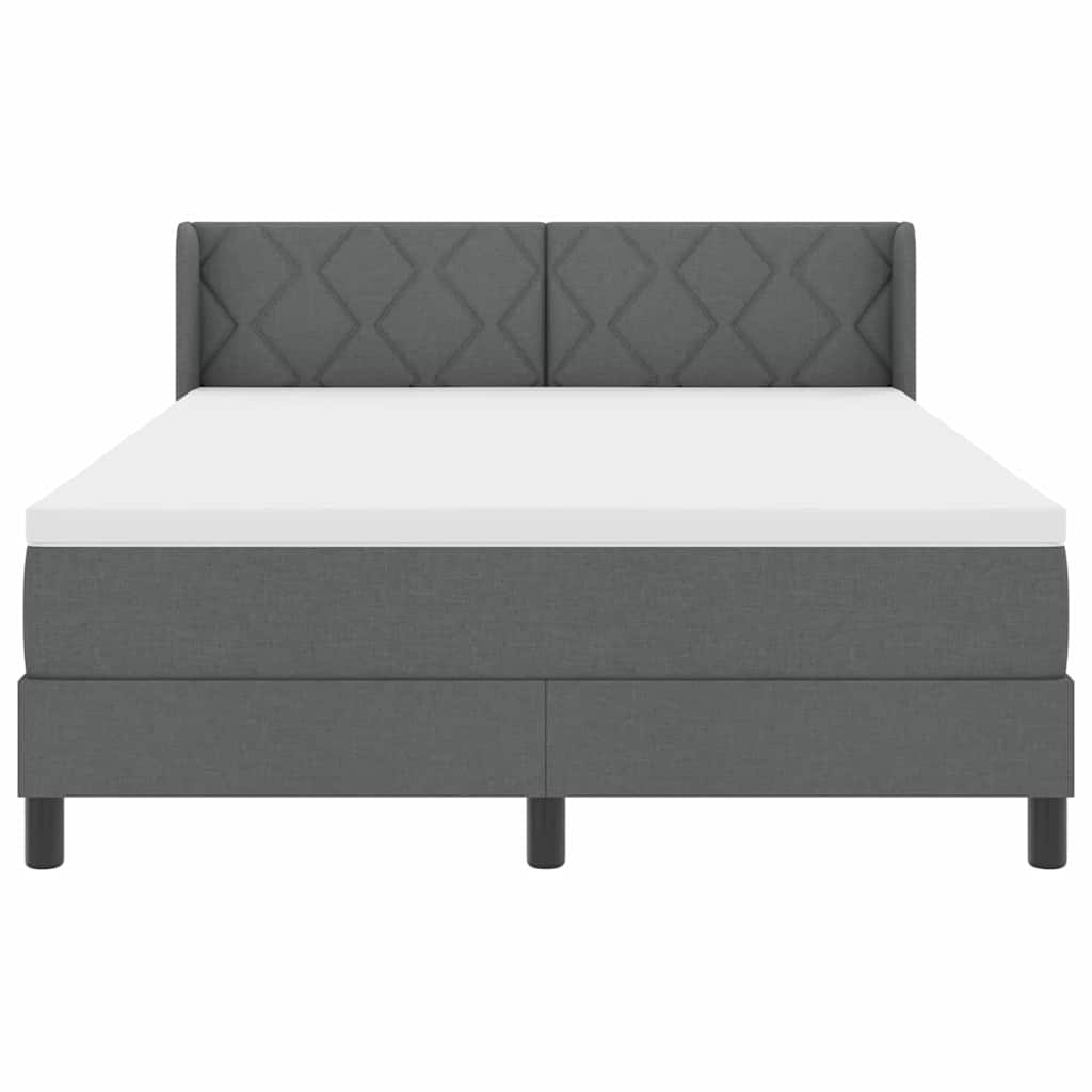 Box spring seng med hovedgærde Mørkegrå 190 x 140 cm Stof