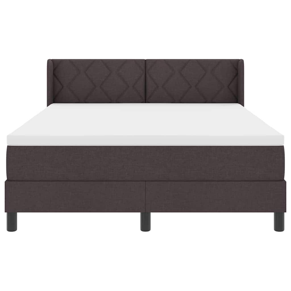 Box spring seng med hovedgærde Mørk Brun 190 x 140 cm Stof